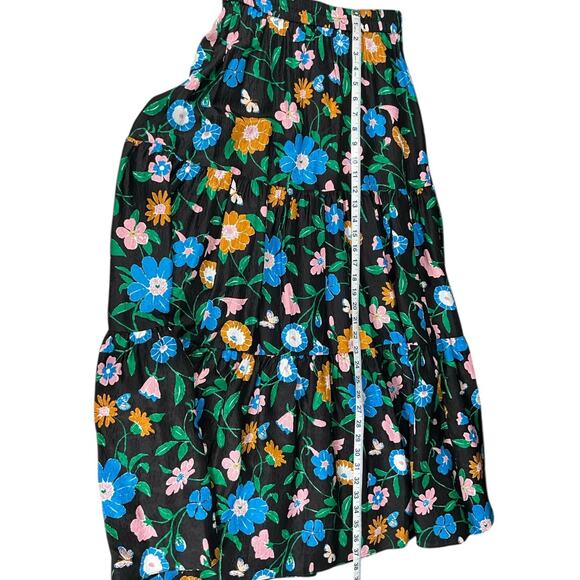 Kate Spade New York Black Floral Midi Skirt Women’s Size Medium Silk Blend - Picture 6 of 9